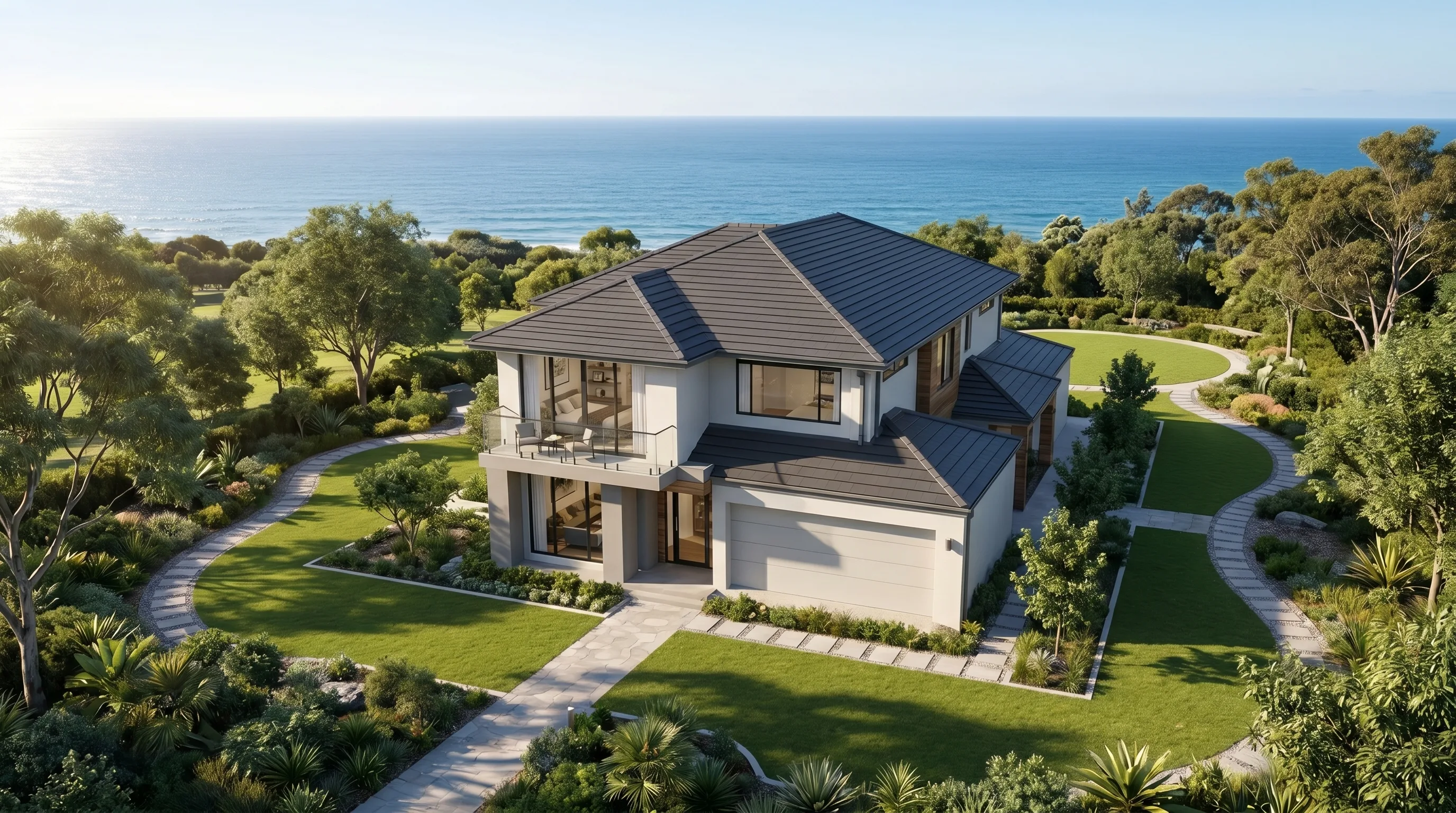 Coastal aerial concept still showing the kind of local backdrop that anchors an agent brand film