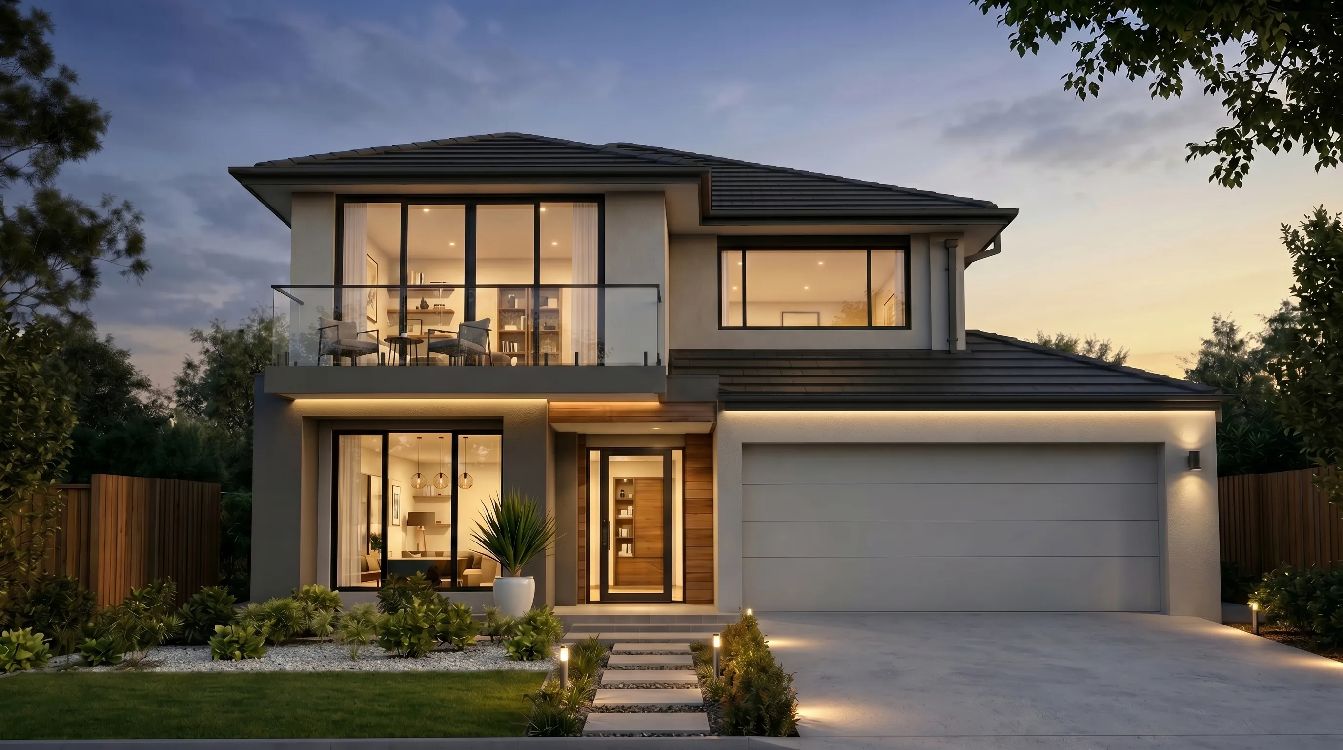 Agent branding video still of a premium twilight home used in a personal brand film