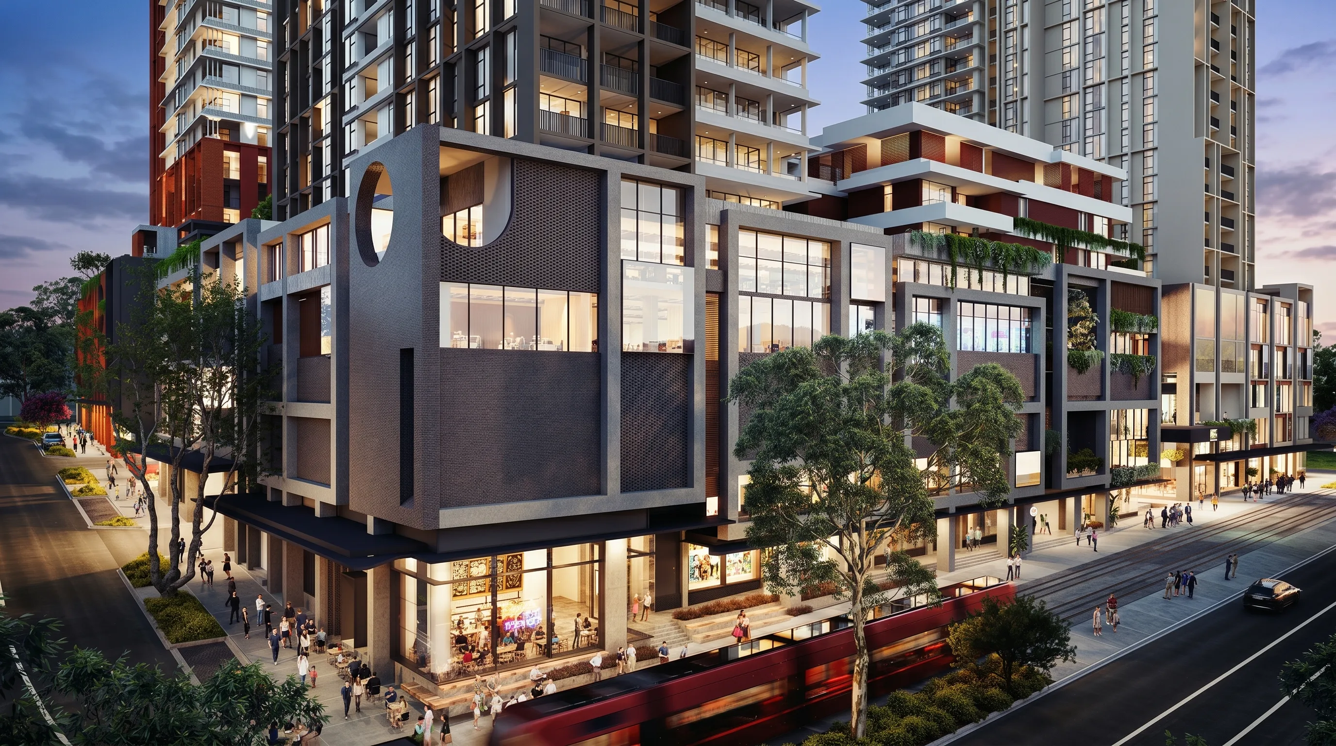 A CGI exterior render of an apartment development used in a property walkthrough