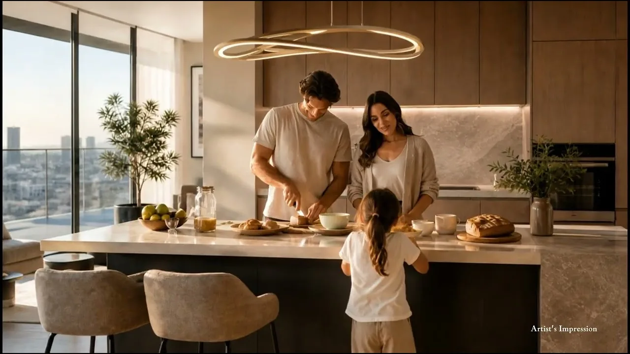 Off the plan property video still of a modern apartment complex concept