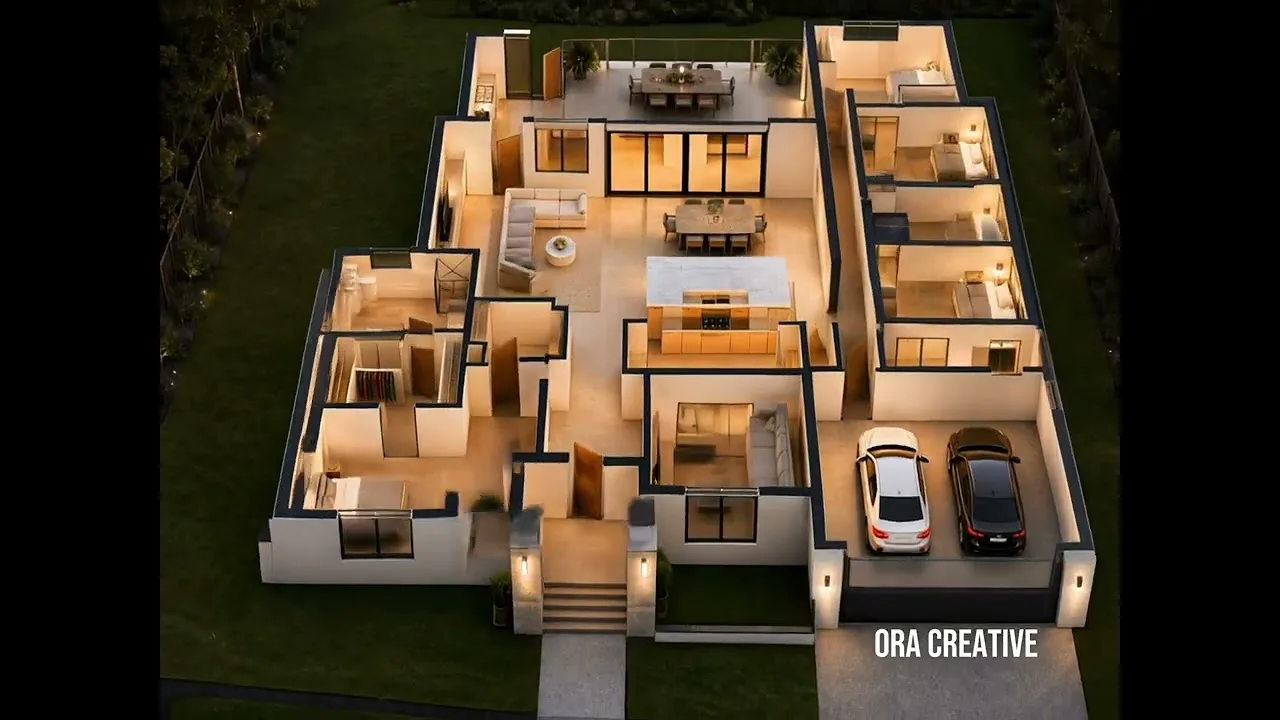 Turning a 2D floor plan into a 3D architectural render for a property film