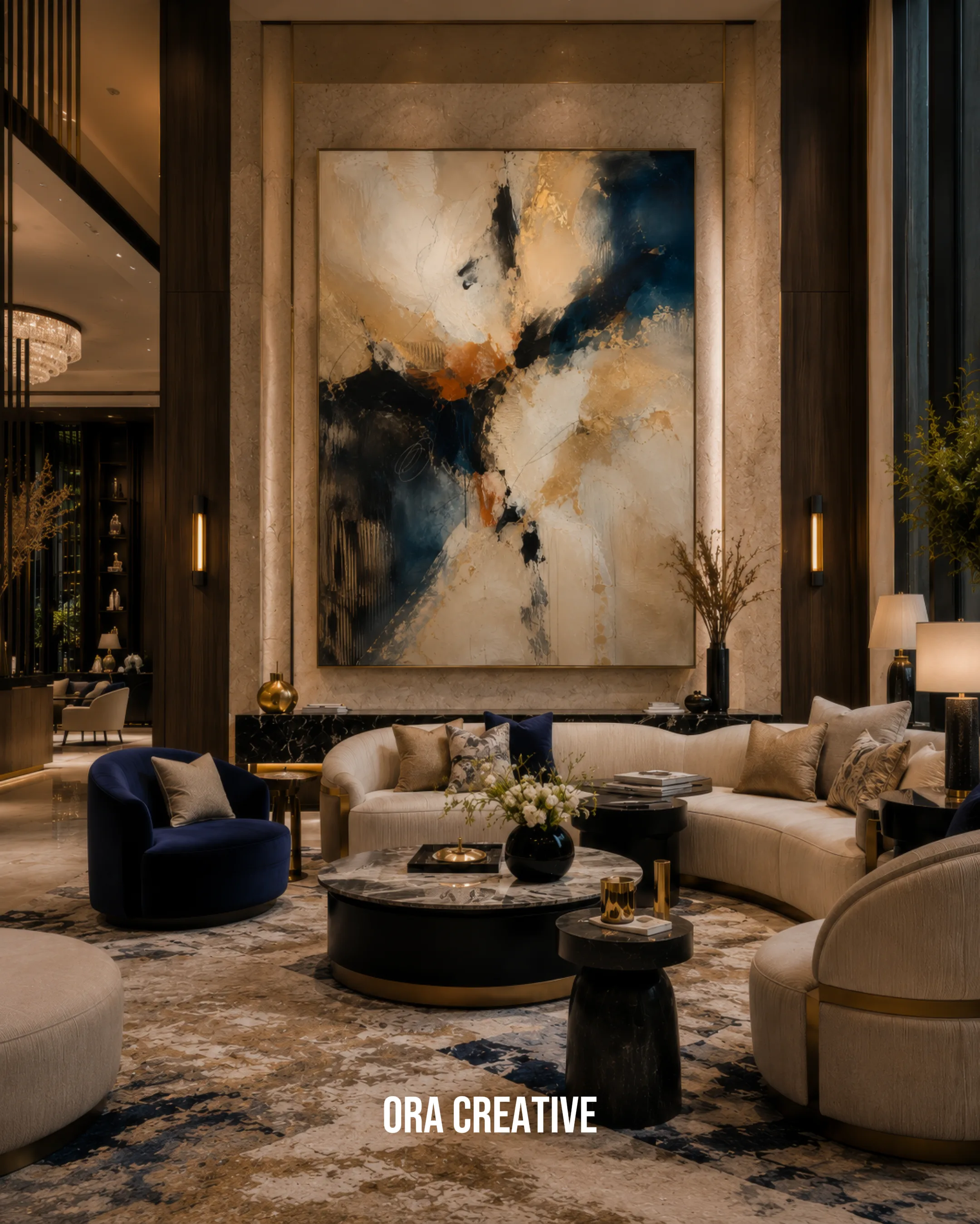 A digitally staged living room ready for a real estate listing